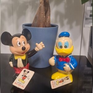 VINTAGE Disney Mickey and Donald Figurine Set - Black, Blue, Yellow